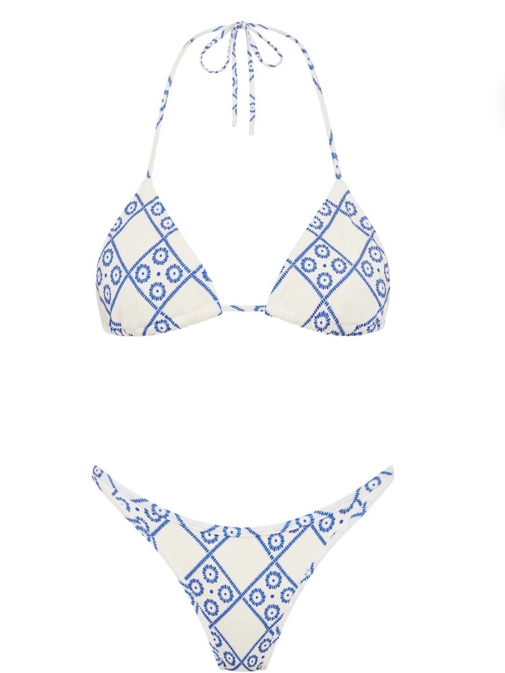 triangl swimwear White and Blue Printed Triangle Bikini